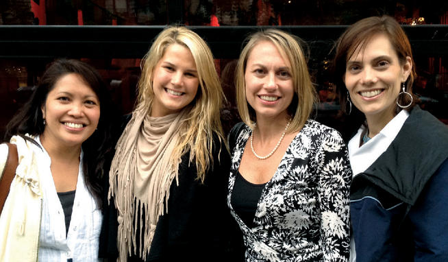 New CCAA Board members (left to right) Michelle Estilo Kaiser ’87, Stephanie Foster ’12 and Joan Campion ’92 join President Kyra Tirana Barry ’87. 